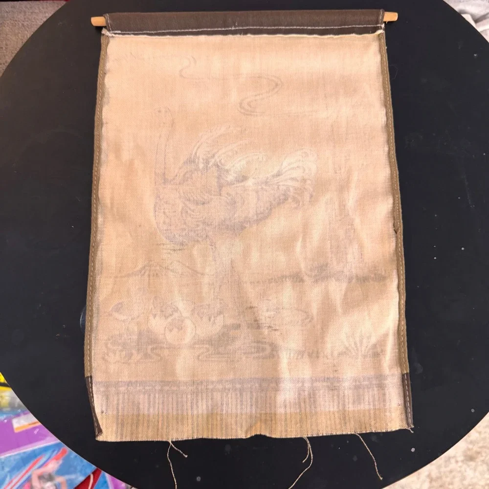 Vintage‎ African Batik Mud Cloth Ostrich w/ Chicks Wall Hanging Tapestry Rustic